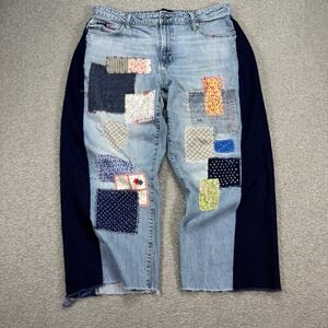 GAP Custom Patchwork Jeans Women's 16/33R Blue Super Wide Leg Modified Baggy Y2K